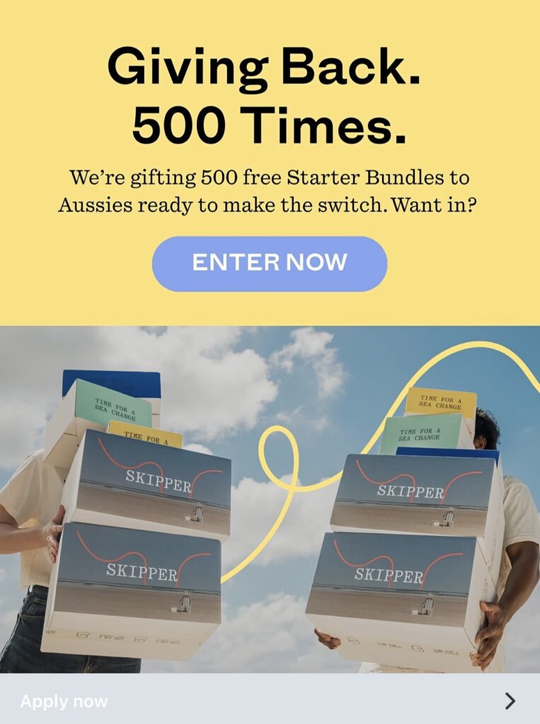 Skipper 100% off for good campaign by mbark.studio | Brisbane commercial photographer